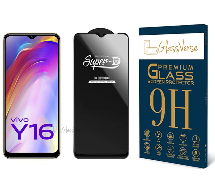 GlassVerse® SuperD Oleophobic Tempered Glass For Vivo Y16 (PACK OF 1) with Free Installation Kit. Full screen Coverage. Free Replacement If Received Damaged - 6.51 inch