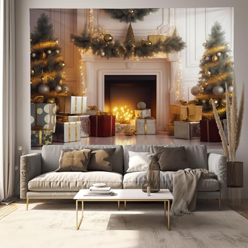 Tapiz de Navidad para fondo de fotografía familiar en fiestas y cenas de salón 150x130cm