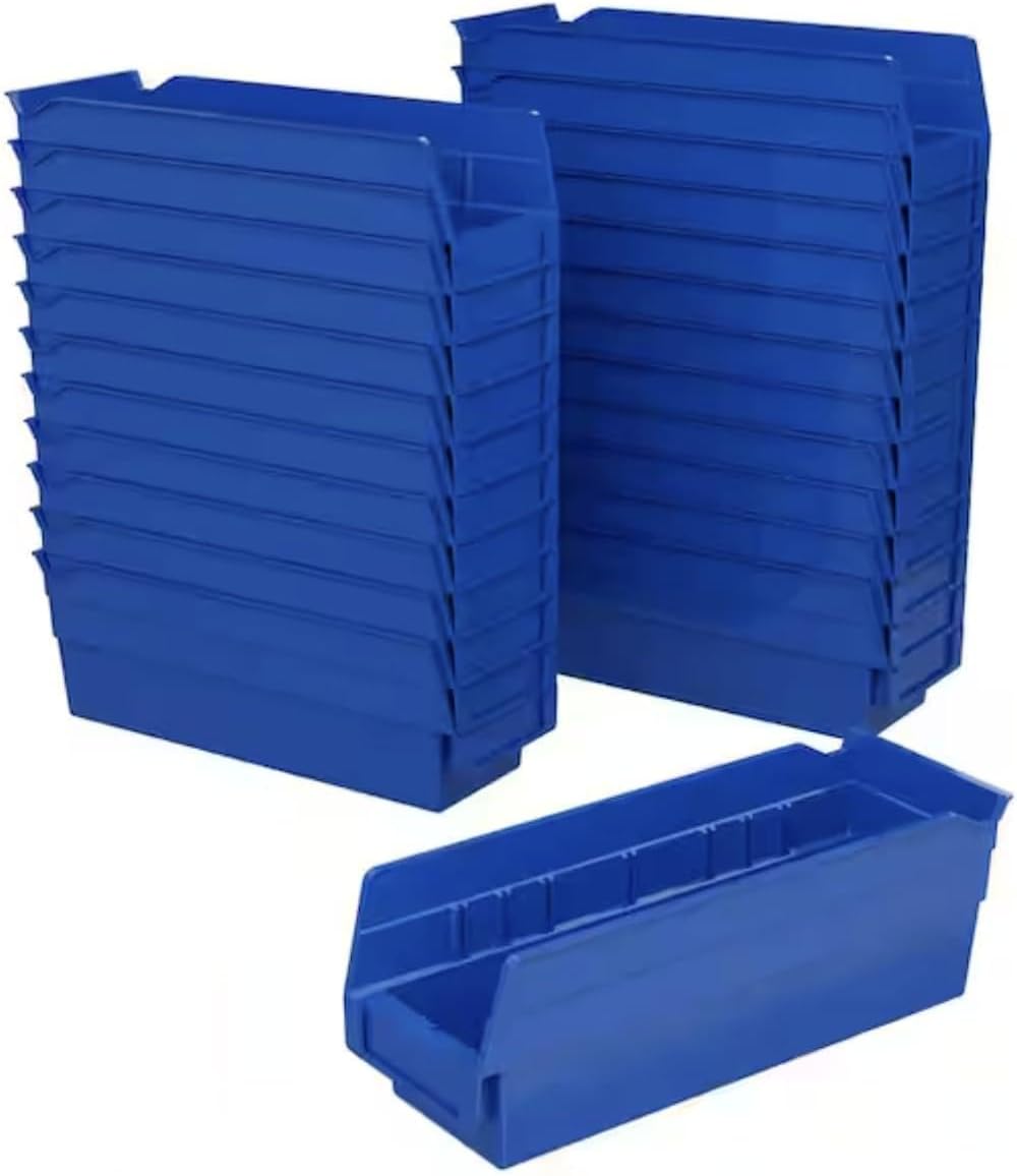 Blue Plastic Shelf Storage Bins/Totes (24-Pack) CL72160