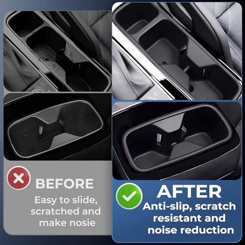 Image of Cup Holder Inserts for KIA Telluride 2025 2024 2023 2022 2021 2020, Interior Accessories Center Console Front & Rear TPE Cup Holders Covers Protector for 2020-2025 Telluride, Black