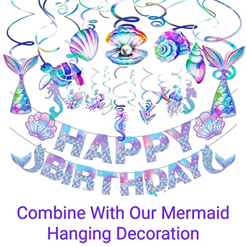 Image of Mermaid Birthday Banner - Mermaids Banner, Mermaid Birthday Decorations for Girls, Boys, Kids - Mermaids Party Supplies Decoration for Ocean Theme Parties, Birthdays Parties and Home Decor