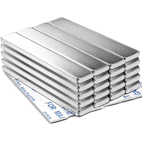 DIYMAG Strong Neodymium bar Magnets with Double-Sided Adhesive, Rare Earth Neodymium Magnet - 60 x 10 x 3 mm, Pack of 20 Cover