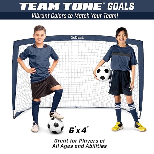 Image of GoSports Portable Soccer Goals for Kids - 13 Color Options - Choose 4 x 3 ft or 6 x 4 ft - Team Tone Pop Up Nets for Backyard
