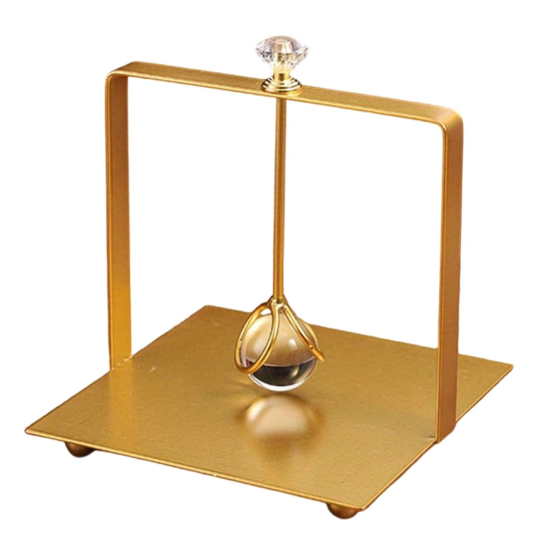 CTRLZS Elegant Golden Iron Square Napkin Holder with Clear Accent 1pc Freestanding Tissue Organizer for Bathroom A