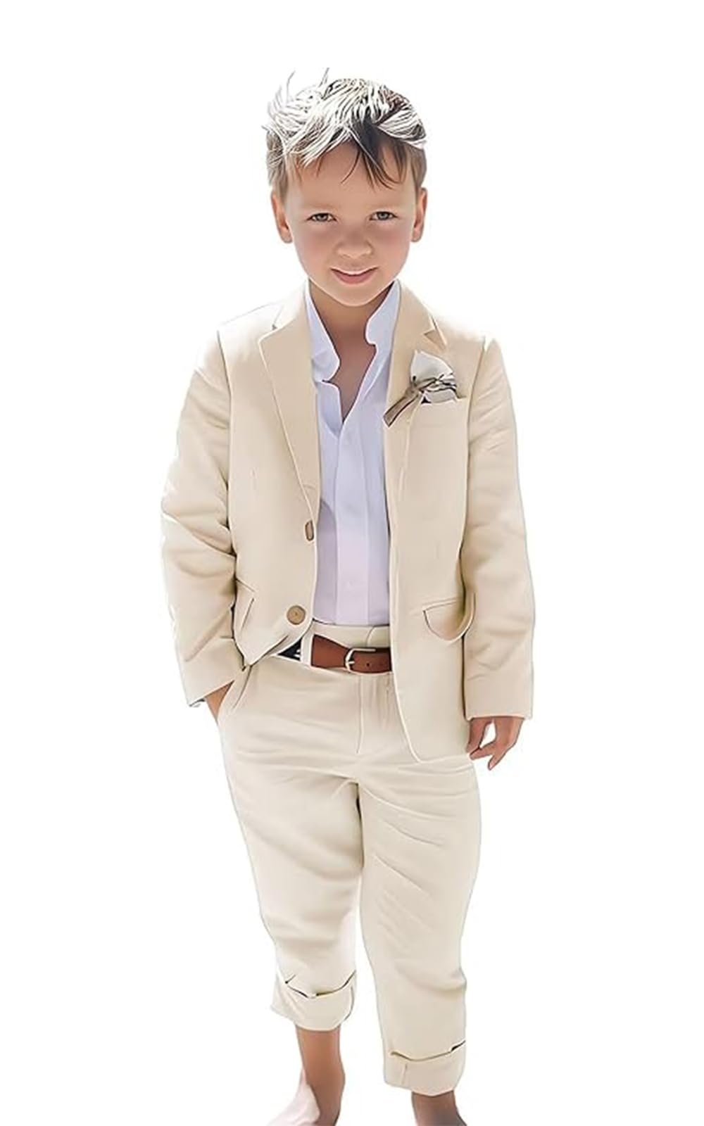 Leinenanzug für Jungen, 2-teilig, schmale Passform, Anzug für Sommer, Abschlussball, Smoking mit Jacke und Hose