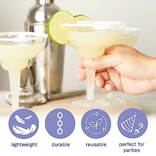 MATANA 10 Elegant Hard Plastic Margarita Cocktail Glasses, 360ml - Transparent, Sturdy & Reusable - Daiquiri Martini Glasses for Weddings Birthdays, Christmas & Outdoor Parties - Image 6