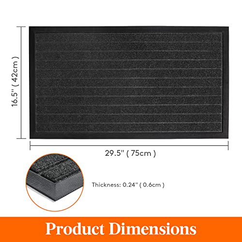 Lifewit Premium 2 Pack Indoor Mat Door Mat Heavy Duty Non Slip Rubber Backing Doormat Entrance Low-Profile Rug Trap Dirt for Front Door, Entry, Garage, Patio, High Traffic Areas, 35.4×23.2 in, Grey