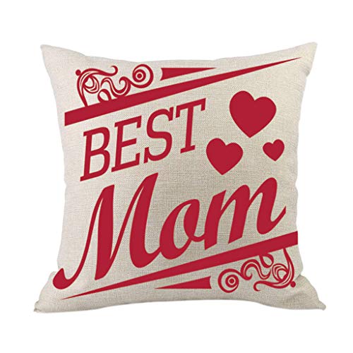 Cushion Cover Mother's Day Pink Red Print Letter PillowCase Square House Sofa Bedroom Car Home Decoration 45x45cm (C)