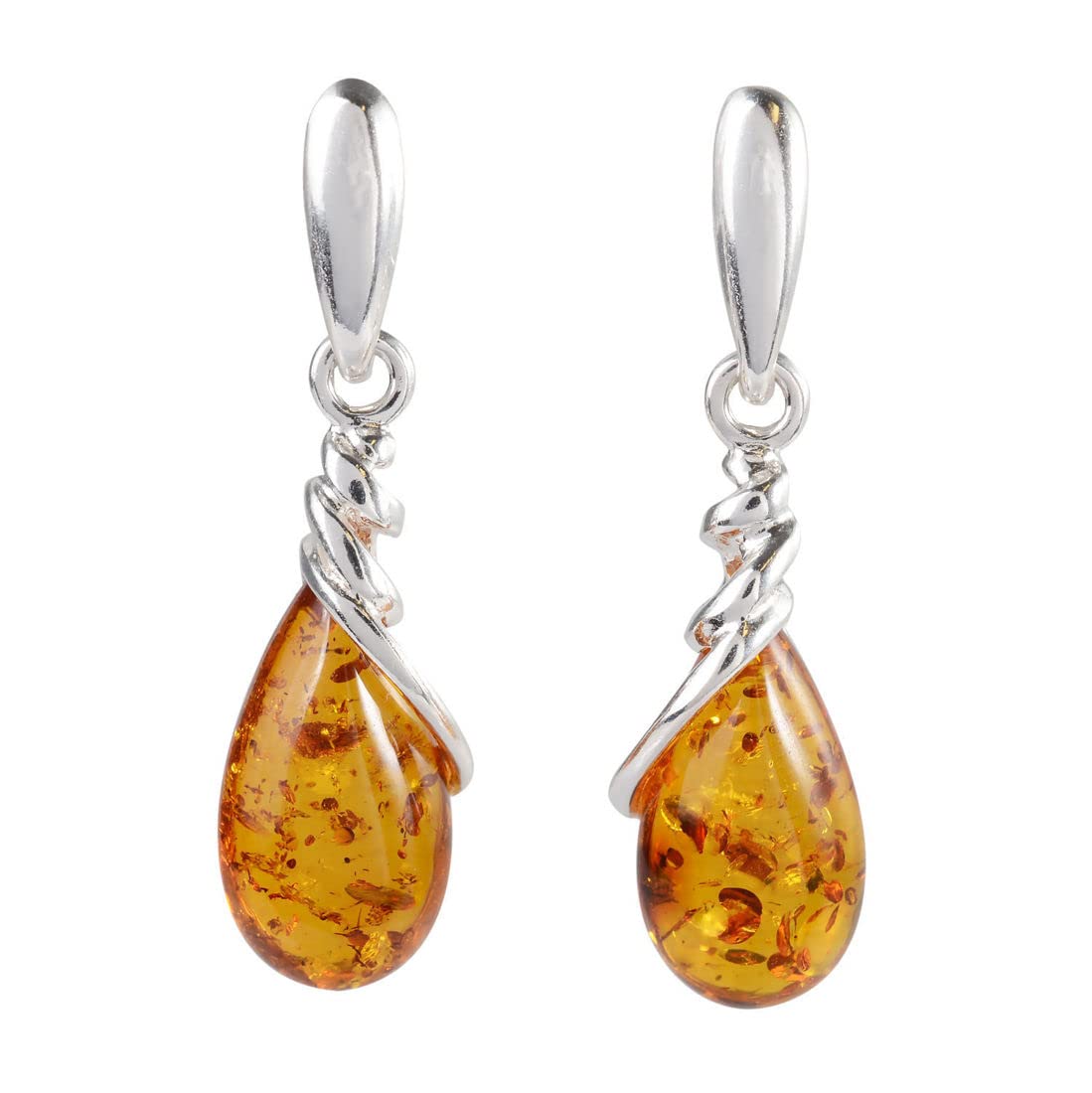 HolidayGiftShopsAmber Earrings - 925 Baltic Honey Amber Dangling Earrings "Eleanor" - GIA Certified - Gemstone Dangle Earrings - Sterling Silver Jewelry Collection