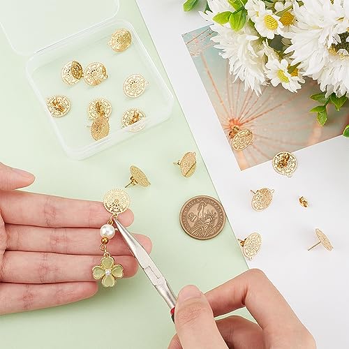 UNICRAFTALE 16Pcs Golden Filigree Flower Stud Earring 304 Stainless Steel Bohemian DIY Stud Earrings Hollow Filigree Earrings Posts with Hole Metal Stud Earring Component for Earring Jewelry Making - Image 4
