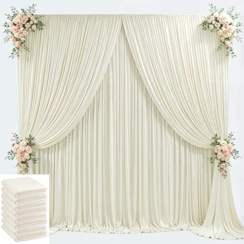 Image of 40x10ft Beige Backdrop Curtain for Wedding Parties Wrinkle Free Fabric Beige Drapes Backdrop Decoration for Baby Shower Birthday Photography Decoration 8 Panels, 5ft x 10ft