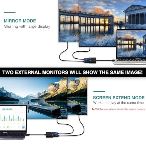 Image of USB HUB USB3.0 to VGA HDMI Adapter Converter, USB to HDMI VGA Adapter Support HDMI VGA Sync Output 1080p Compatible with Windows 7 /8 /8.1 /10 Video Adapter Converter (USB to HDMI /VGA Adapter HUB)