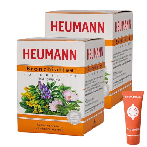 HEUMANN Bronchialtee Solubifix T 2x 30g I Teeaufgusspulver I Unterstützung der Schleimlösung im Bereich der Atemwege I Atemwegsbeschwerden I Medizin aus Kräutern I Spar-Set plus Pharmaperle