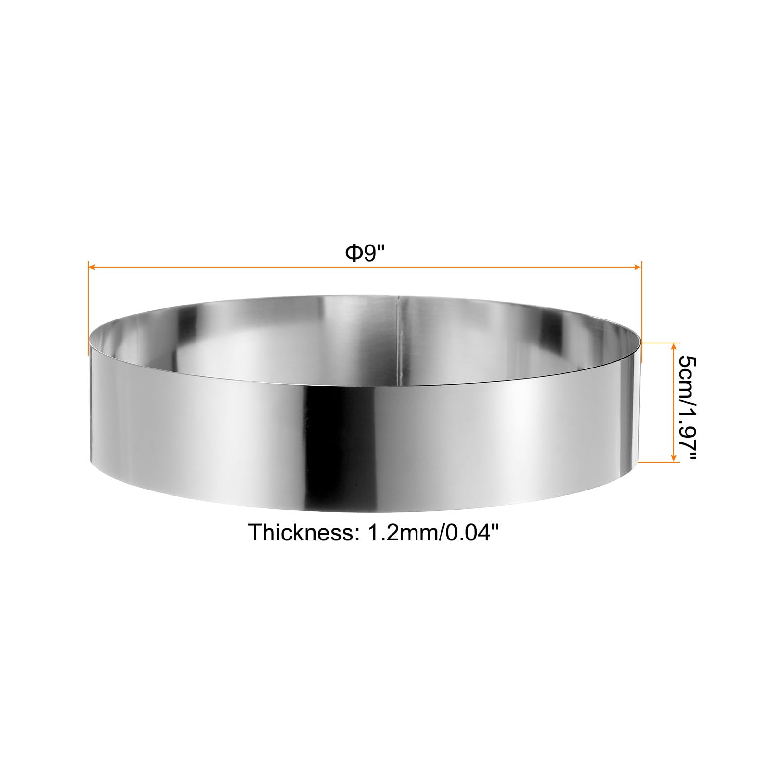 QUARKZMAN 2Pcs Anillo Redondo para Pastel de 9 x 2" de Acero Inoxidable sin Costuras Recubrimiento de Espejo para Repostería y Postres Herramienta para Hornear y Cocinar