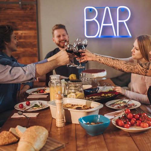 Image of Neon Bar Signs For Home Bar, Led Party Wall Decor Usb Powered Man Cave Neon Light For Bar Cart Decor, Bistro, Club, Pub, Business, Valentine Gifts (Blue)