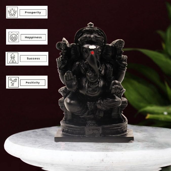 Image of Spillbox Natural Black Unpolished Karungali Wood Ganesh Idol|Original Ebony Wood|Vinayagar Idol|Gift|Ganapati Murti|Statue for Home Decor|Tabletop for Pooja|Puja-Karungali Ganesh Idol[2.5inch]