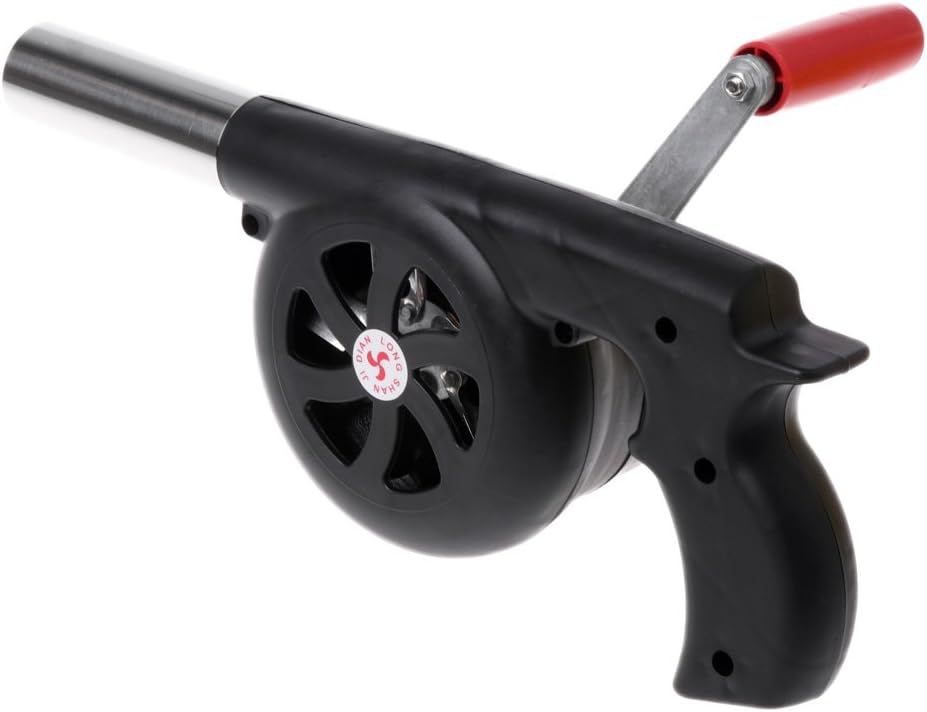 Outdoor Cooking BBQ Fan Air Blower,Mini Hand Crank Fan Air Blower Grill Picnic Camping Stove Accessories for Barbecue Fire Bellows Hand Crank Tool (Black)