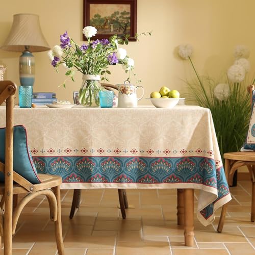Image of ishro home Premium Table Cloth 6 Seater | Dining Table Cover | Love at First Sight Cloth 4-6 Seater | Luxury Fabric | Machine Washable | Non-Fading | Stain-Resistant | (Milan Royale, 56 x 90 inches)