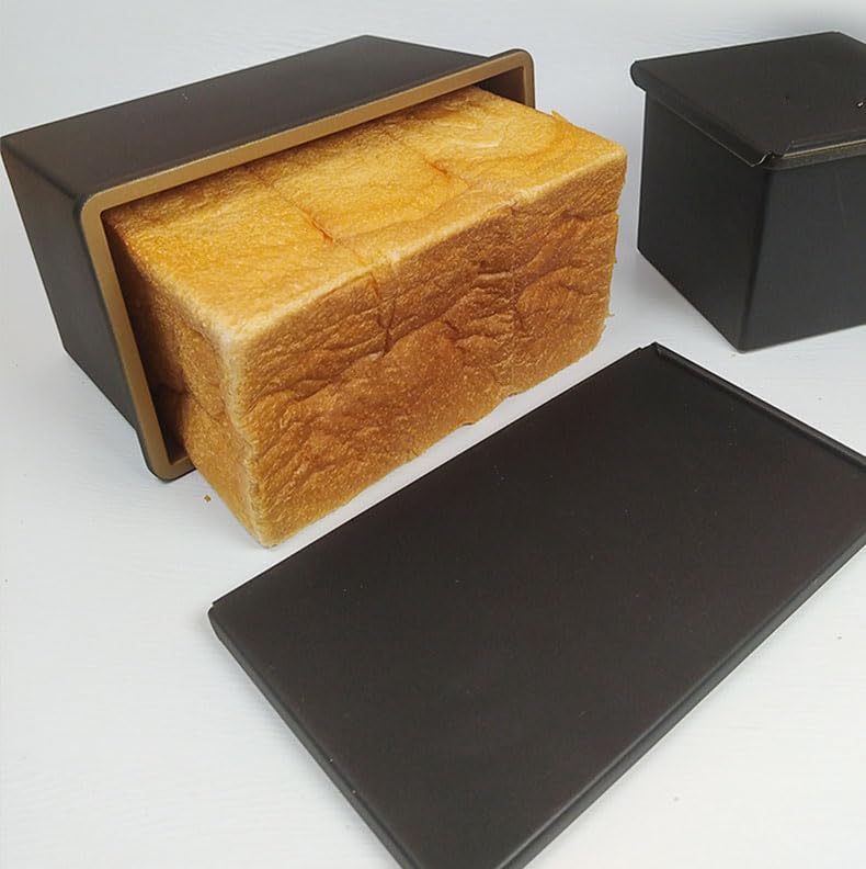 Molde para pan con revestimiento antiadherente y tapa, 450 g para hornear pan, duradero y fácil de limpiar, perfecto para hornear pan casero