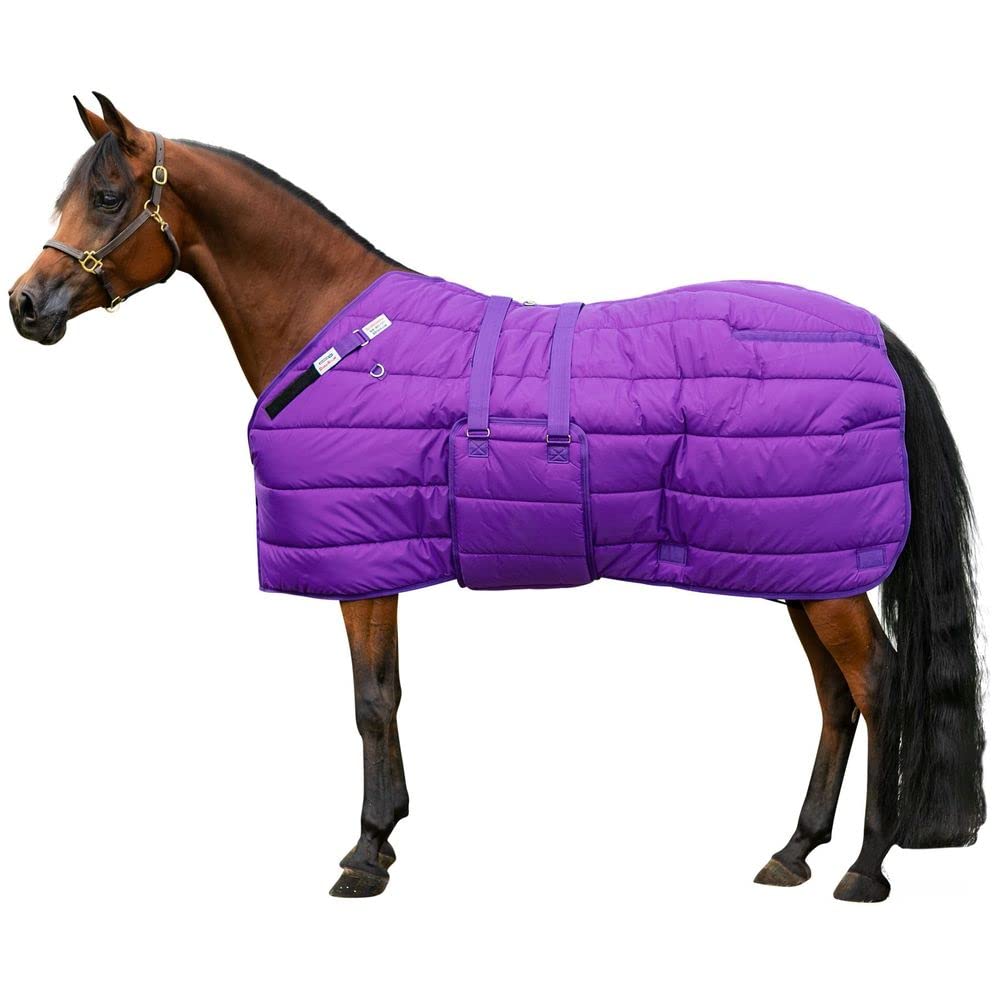 Adjusta Fit Cutback Fit Wither Dura-Nylon Stable Horse Blanket | Bellyband Horse Blankets | Horse Blankets for Winter Waterproof & Durable | Heavyweight Insulation | Color Purple | Size 78