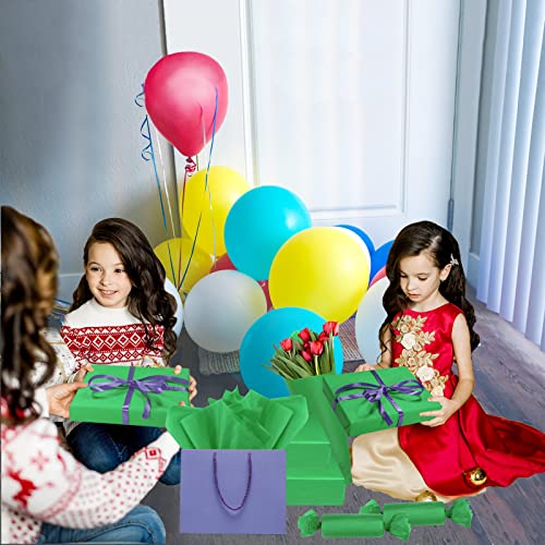 Image of 100 Sheets Green Tissue Paper Artdly 14 x 20 Inches Green Wrapping Paper Bulk for Weddings Birthday DIY Project Christmas (Pack of 3)