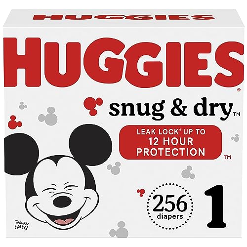 Image of Huggies Size 1 Diapers, Snug & Dry Newborn Diapers, Size 1 (8-14 lbs), 256 Count