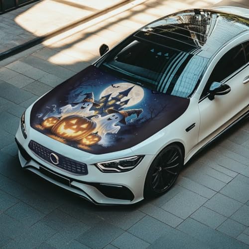 Image of Moon Castle Car Hood Cover Stretchable Polyester,Engine Cover,Elastic Fabrics Can be Washed,Car Bonnet All-Season Protection
