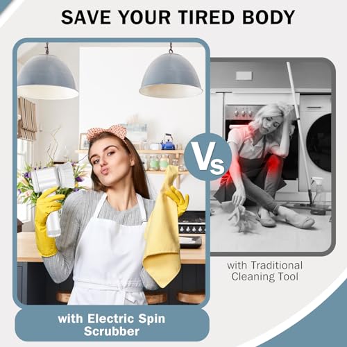 LEKISHE-Electric-Spin-Scrubber-Electric-Cleaning-Brush-Cordless-Power-Scrubber-with-5-Replaceable-Brush-Heads-Handheld-Power-Shower-Scrubber-for-Bathtub-Floor-Wall-Tile-Toilet-Window-Sink