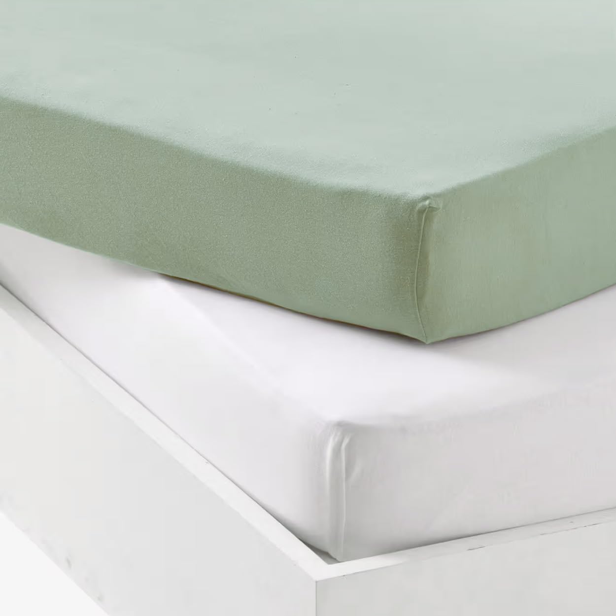 Mon PTIT Dodo Set of 2 Jersey Fitted Sheets White/Green Grey 60 x 120 cm