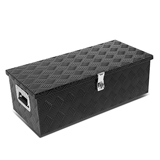 30 x 13 x 10 Inches Aluminum Pickup Truck Bed Trailer Key Lock Storage Tool Box (Black)