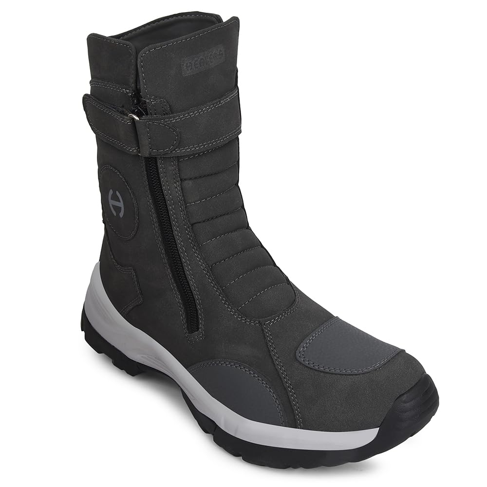 Healers PENGONGG-E High Ankle Trekking Boots for Men - Dark Grey | Comfortable and Durable | Suitable for Riding, Outdoor and Hiking Boots Footwear | Cushioned Footbed, Zipper Closure-image-23