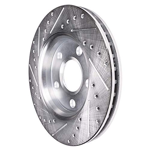 Image of Detroit Axle - Front 2pc Brake Rotors for Chrysler Sebring Dodge Stratus Mitsubishi Eclipse Galant Lancer Outlander, 2 Drilled & Slotted Disc Brake Rotors Replacement