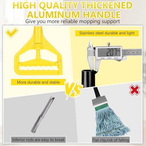 Image of VOUBIEN Commercial Mop Handle Heavy Duty,58 inch Industrial Mop Stick,Wet Mops Head Replacement Holder for Professional /Industrial Floor Cleaning, Yellow