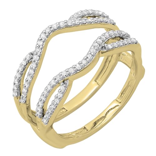 Dazzlingrock Collection Round White Diamond Split Shank Enhancer Guard Wedding Ring (0.35 ctw, Color I-J, Clarity I1-I3) in Solid Gold