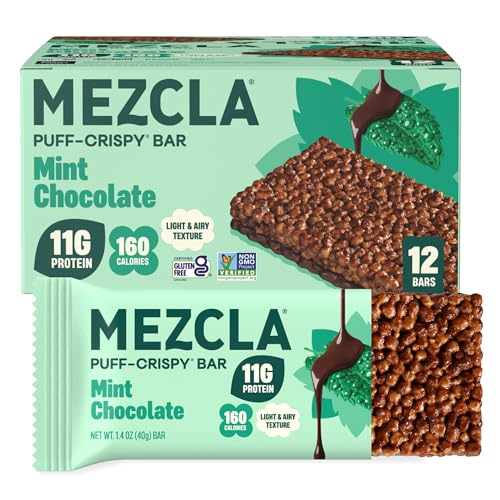 Mezcla Mint Chocolate Snack Bars, 11G Plant Based Pea Protein Treat, 12 Ct.