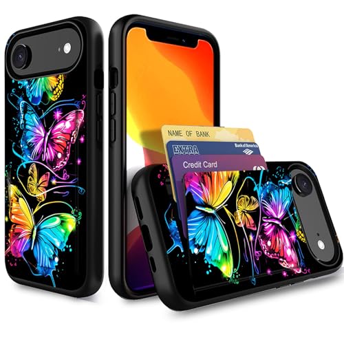 Coque de protection iPhone Air robuste double couche TPU PC étui portefeuille papillon