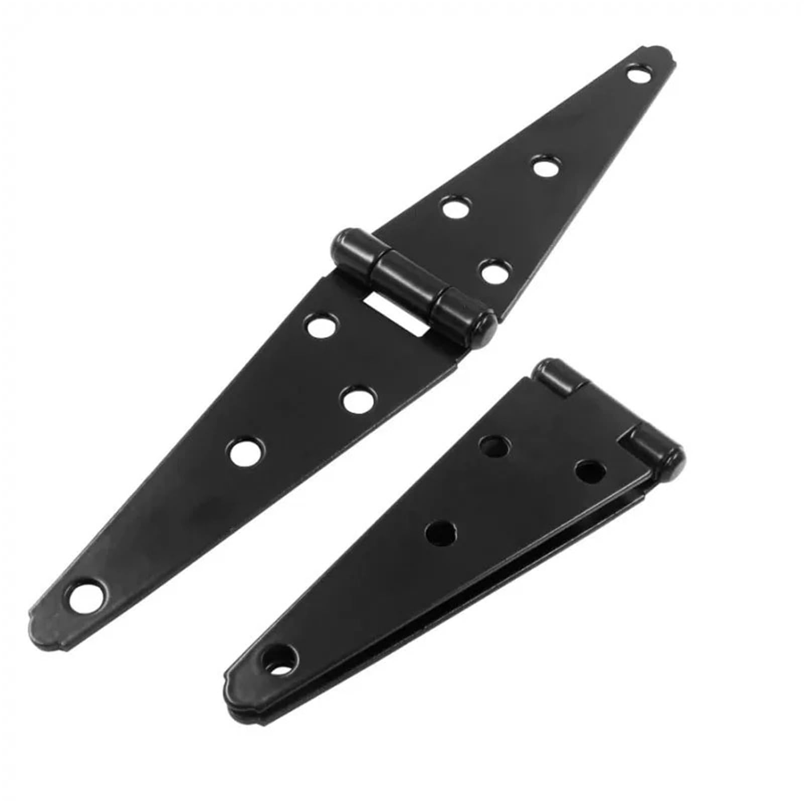 Heavy Duty Strap Hinges 96/146/196/247/296mm Black Shed Door Gate Screws Fence Wood Cabinet 2Pcs(196mm)