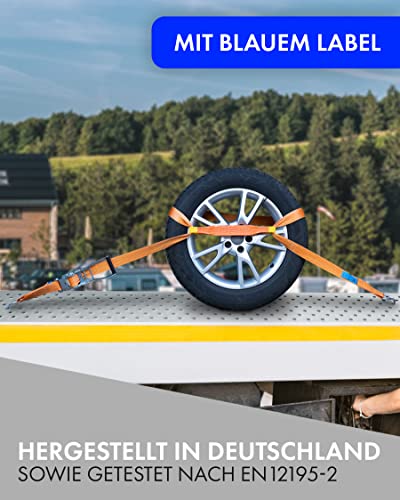 SHZ - 4X Spanngurte Autotransport 50 mm - Zurrgurt - Reifengurt mit Spitzhaken - Autotransportgurt - Zurrkapazität LC 2000 daN (direkt)/ 4000 daN (28) - Made in Germany