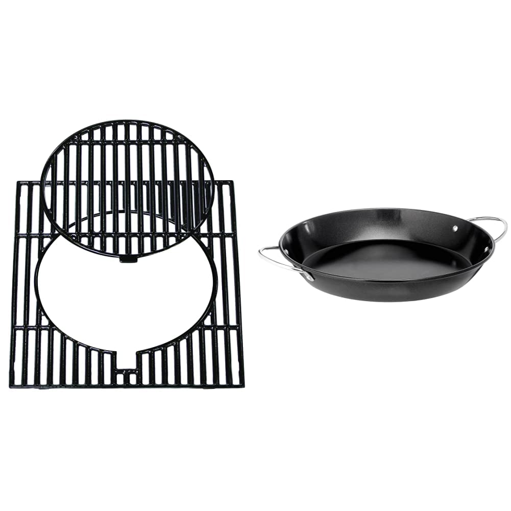 Grille modulaire culinaire mate et plat à paella en fonte pour vos barbecues