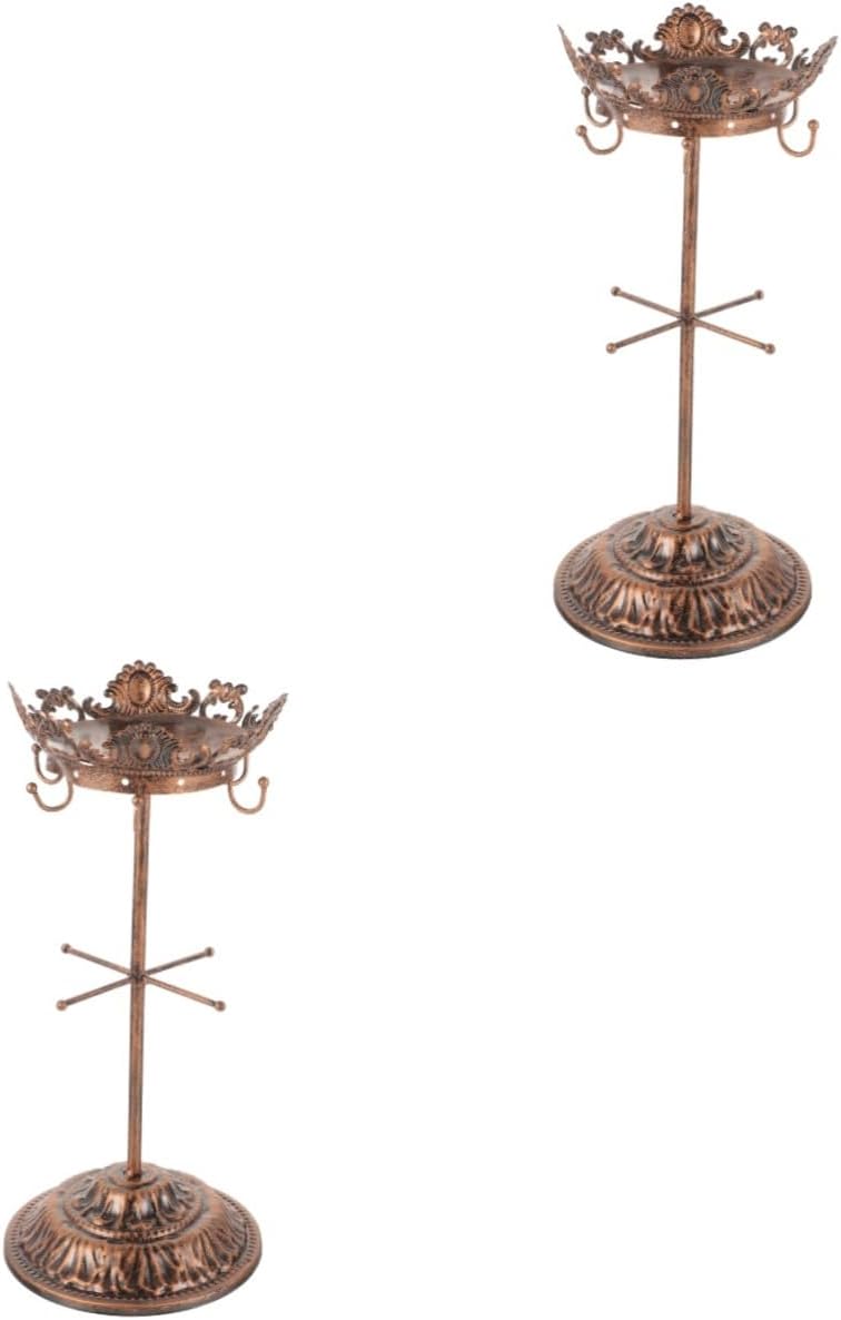 Vintage Necklace 2pcs Jewelry Display Stand Free Standing Necklace Holder Jewelry Tower Jewelry Display Hanger Earrings Small Rack Decorative (As Shownx2pcs 33x15cmx2pcs)