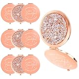 10Pcs Small Compact Mirror, 1x/2x Magnifying Double Sided Pocket Mirror 2.75 Inch Metal Rhinestone Compact Mirrors Bulk, Inspirational Appreciation Gifts for Valentines Day Women Girls Nurse Friends