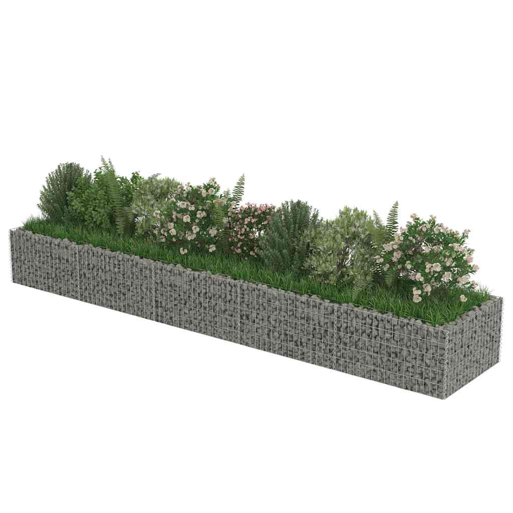Gavión de metal galvanizado para bancal, 450 x 90 x 50 cm | Bancal de acero galvanizado para jardín y patio, 450 x 90 x 50 cm, cesta de alambre para rellenar con piedras.