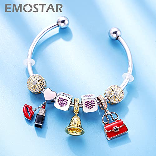 EMOSTAR Christmas Charms fits Xmas Bracelet, Christmas Bell Charm, Crystalized Snowflake, Festive Tree, Christmas House, Santa Claus Charms in 925 Sterling Silver, Celebration Gifts for Friend/Family4