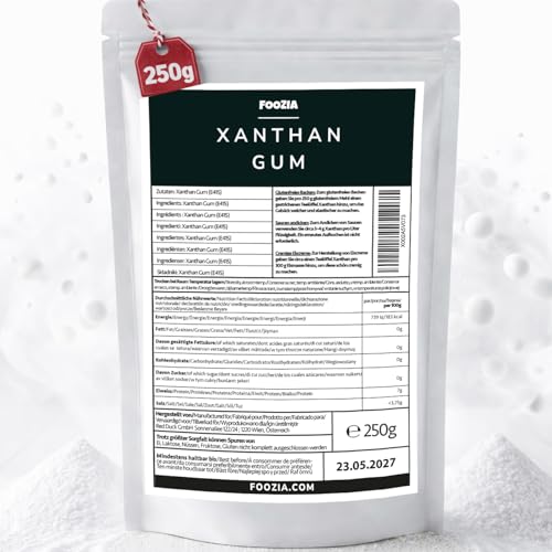 Xanthan Gum 250g Natürliches Bindemittel Xanthan Pulver Lebensmittelqualität Vegan Glutenfrei Stabilisator Emulgator Verdickungsmittel für Eis Suppen Soßenbinder von Foozia
