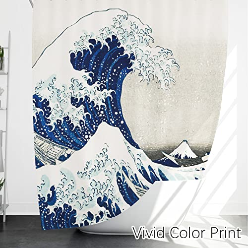 Berkin Arts Bathroom Shower Curtain Set With Landscape Art Design 70X70 Inch Waterproof Décor Polyester With Hooks Machine Washable For Toilet Room Japanese (The Great Wave By Katsushika Hokusai) #TOP3