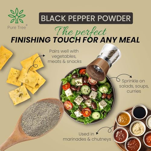 Image of Pure Tree Certified Organic Black Pepper Powder | 850 g | Kali Mirch Powder | Black Peppercorn Kaali Mirch | Aromatic Black Pepper Seeds Powder | Miriyalu Powder Spices