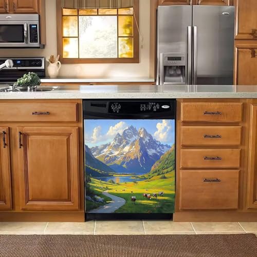 Image of BVBOX Dishwasher Magnet Cover 23 inchx26 inch, Reusable Magnetic Refrigerator Covers, Decorative Magnets Cover Fridge Door Skin Panel Stickers for Home Kitchen Appliance