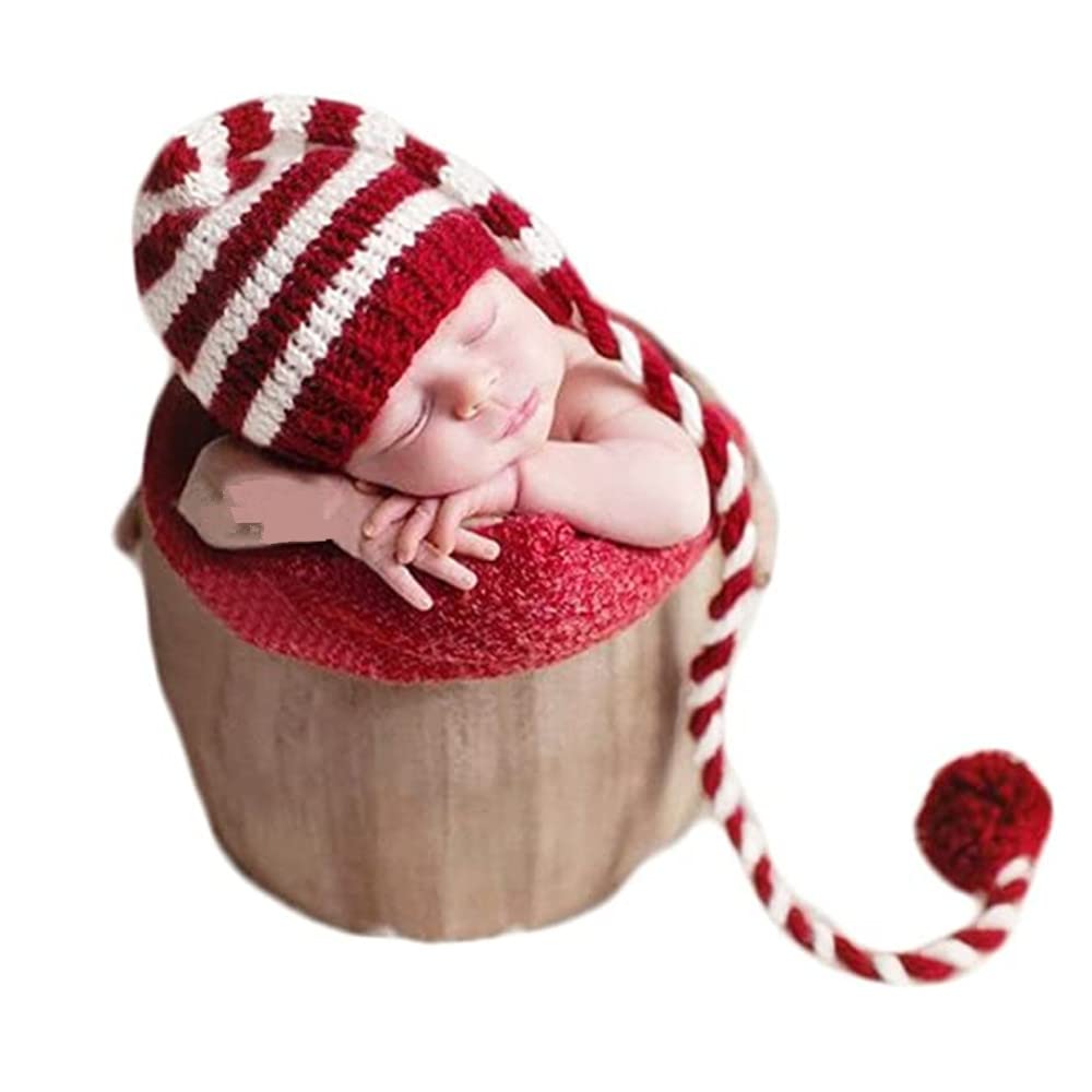 BxuanWChristmas Newborn Photography Props Baby Photo Props Photoshoot Xmas Santa Outfit Claus Red Long Hat