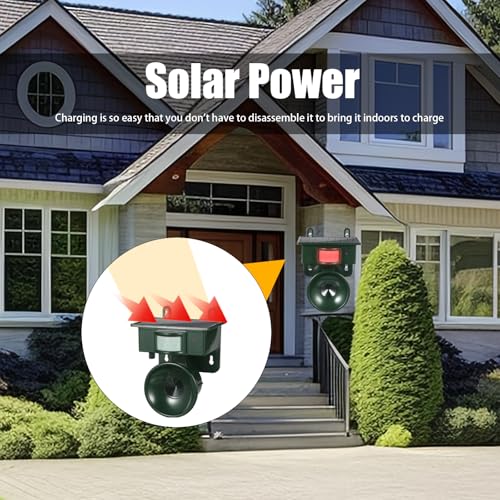 2025 Solar Ultrasonic Bird Deterrent with Motion Sensor for Pigeon Woodpecker Animal Repellent Outdoor, Waterproof Squirrel Repeller Cat Deterrent for Deer Coyote Dog Skunk Rabbit Rodent(1Pack) - Thumbnail 2