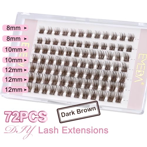 Brown Individual Cluster Lashes D Curl Mix 8mm 10mm 12mm Brown DIY Eyelash Extensions Kit Clear Band Natural Look Dark Brown Lash Clusters set Colored Cluster lashes (DB01 lash kit) - Image 2